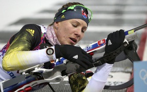 Обладательница золотой медали в дисциплине биатлон Анастасия Кузьмина из Словакии