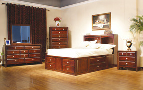 Wooden furniture in the bedroom