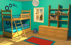 Деревянная мебель в детской комнате