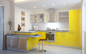 Yellow stylish kitchen