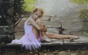 Young ballerina resting