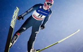 Zeverin Freund German ski jumper gold medal at the Olympic Games in Sochi 2014
