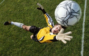 Вратарь ловит мяч