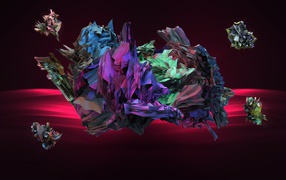 Абстрактный кристалл на красном фоне