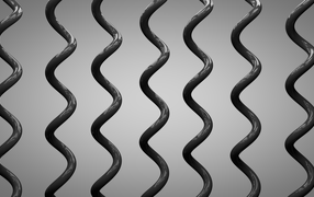Черные спирали на сером фоне, 3-Д графика