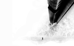 Черное вертикальное строение на белом фоне