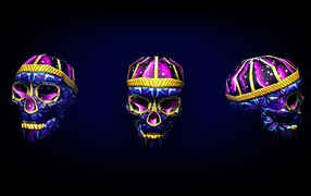 Яркие черепа на черном фоне, 3-Д графика