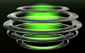 Зеленая плазма в кольцах из металла