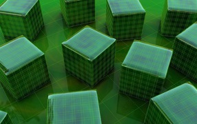 Зеленые клетчатые кубы