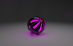 Сиреневый шар на сером фоне, 3-Д графика
