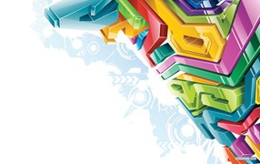 Разноцветные 3Д буквы на белом фоне