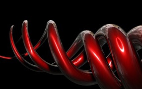 Красная спираль на черном фоне, 3-Д графика