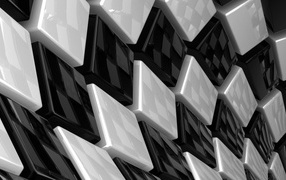 Изогнутая поверхность из белых и черных плиток