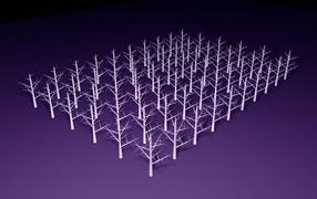 Стволы деревьев в роще, 3-Д графика