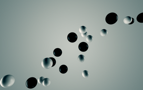 Белые и черные шары в воздухе 3Д