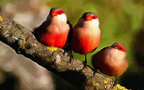 Три птицы на картине