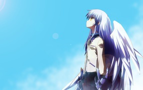 Ангел на фоне голубого неба в аниме Ангельские ритмы