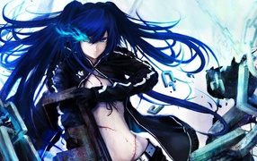 Девушка герой аниме с синими волосами