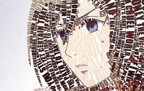 Лицо аниме девушки из букв