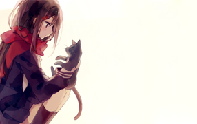 Anime girl holding a cat, anime Kagerou Project