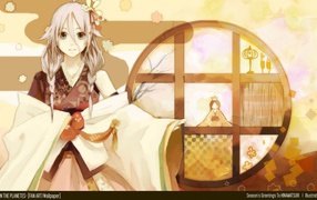 Девушка аниме в коричневых тонах