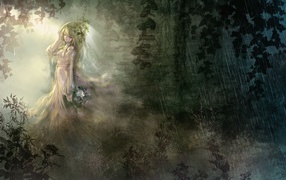 Аниме девушка под дождем