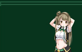 Аниме девочка на зеленом фоне