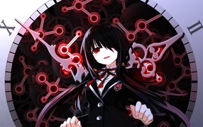 Девушка аниме на фоне циферблата, Date A Live