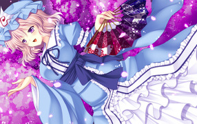 Аниме девушка с веером, Saigyouji Yuyuko