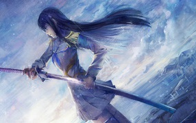 Девушка аниме с катаной Kill la Kill