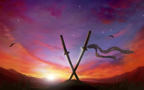 Перекрещенные мечи воткнутые в землю