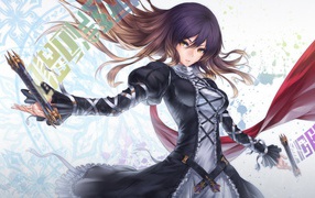 Темноволосая героиня аниме Touhou Project