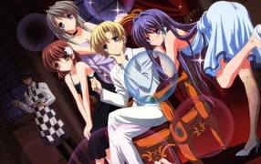 Друзья в кафе в аниме Кланнад