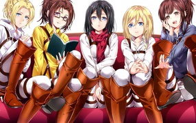 Девочки читают книгу, аниме  Атака Титанов