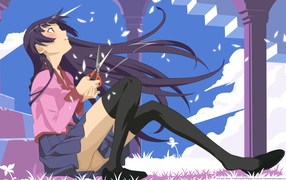 Девушка с ножницами в аниме Bakemonogatari
