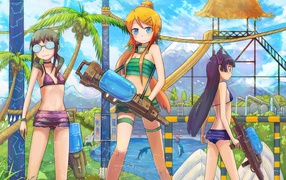 Девушки в аквапарке в аниме Моя сестренка не может быть такой милашкой