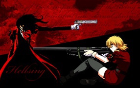 Персонажи аниме Hellsing с оружием