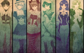 Изображение девушек из аниме Neon Genesis Evangelion