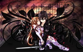 Парень и девушка в аниме Sword Art Online