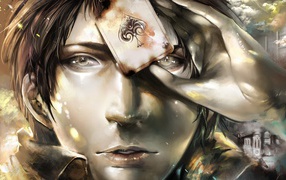 Парень с картой в аниме Вторжение гигантов