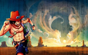 Портгас Д. Эйс бежит по пустыне, аниме