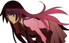 Красноволосая девушка в аниме Monogatari Series