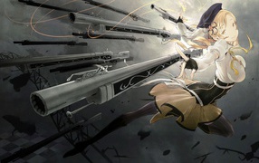 Набор оружия у девушки из аниме Девочка-волшебница Мадока