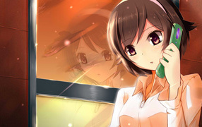 Разговор по телефону в аниме Одному лишь Богу ведомый мир