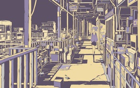 Девушка идет по террасе