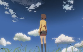 Девушка смотрит на небо в аниме  Пять сантиметров в секунду