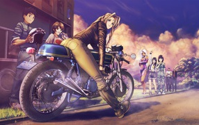 Девушка на мотоцикле в аниме Belldandy