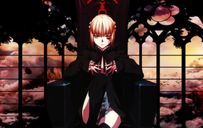 Девушка на троне в аниме Fate Series