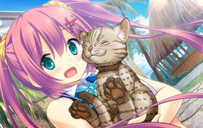 Девушка Шикуми Шанго с котом, аниме