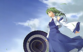 Девушка с зонтом, аниме Kochiya Sanae